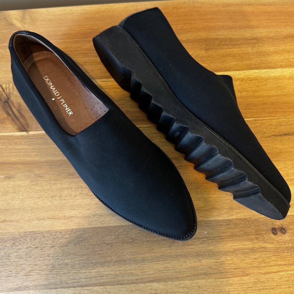 Donald J Pliner Belfast-D Women 9 M Black Textile Leather Pointed Flat Loafers - Picture 4 of 15